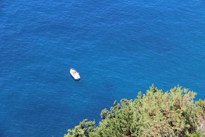 High angle view of boat in sea