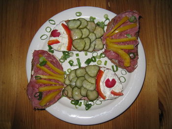 Directly above shot of food on plate