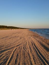 Scenic view of beach against clear sky