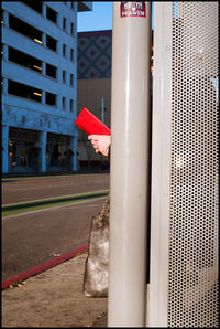 Close-up of red telephone booth