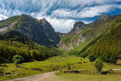 Scenic view of mountains against sky