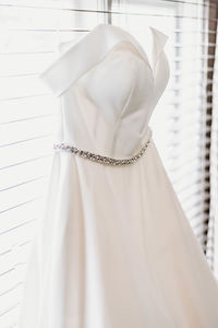 Rear view of white curtain