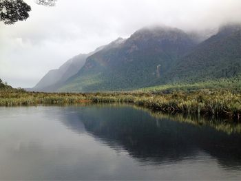 Scenic view of lake against sky