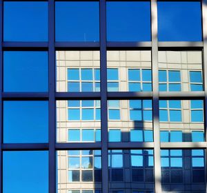 Buildings seen through window