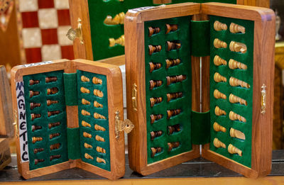 Close-up of books on table