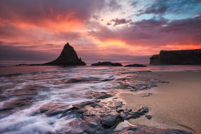 Scenic view of sea against sky during sunset