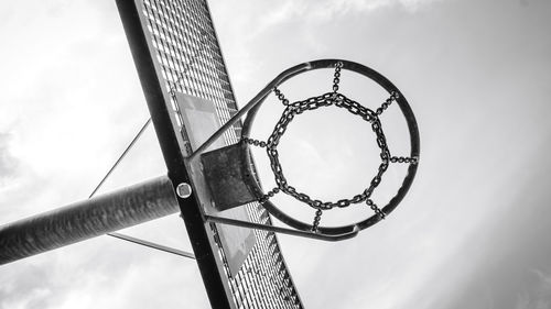 Low angle view of basketball hoop against sky