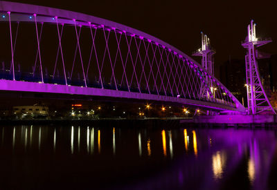 Bridge over river at night