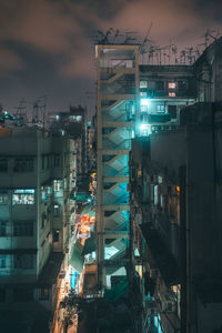 Illuminated buildings in city at night