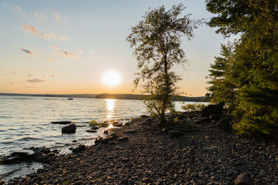 Scenic view of sea against sky during sunset