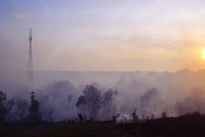 Scenic view of landscape against sky during sunset