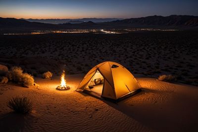 Tent on field