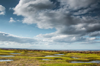 Scenic view of landscape against cloudy sky