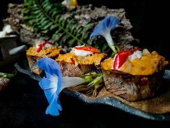 Close-up of food on table