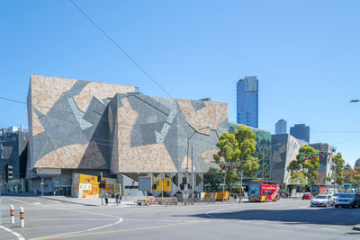 City street against clear blue sky