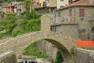 Bridge over creek pignone in pignone, la spezia, liguria, italy.