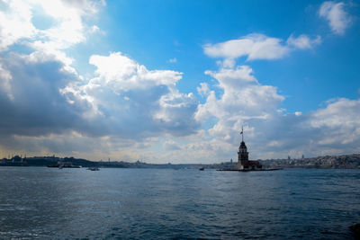 Scenic view of building against cloudy sky