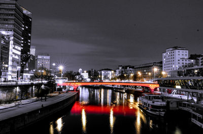 View of illuminated city at night