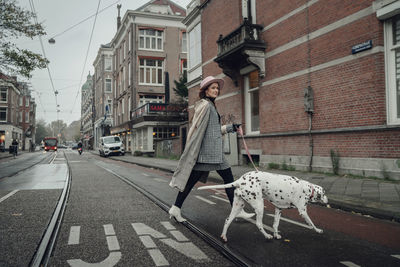 Woman on street in amsterdam city