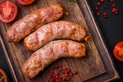 Close-up of meat on cutting board