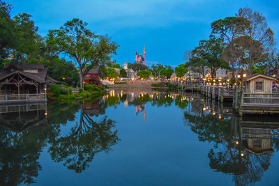 Reflection of buildings in lake