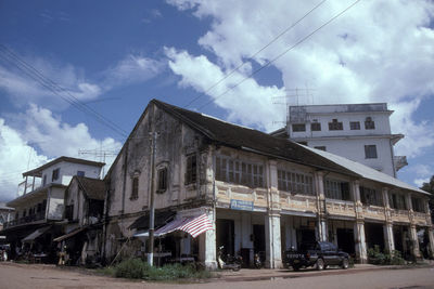 Low angle view of old building against sky