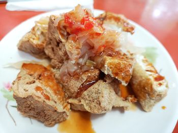 Close-up of meal served in plate