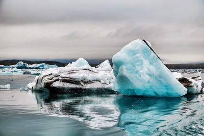 Scenic view of frozen sea against sky