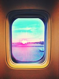 Sunset seen through train window