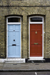 Closed door of building