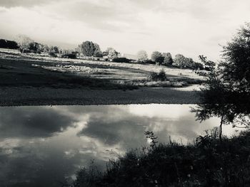 Scenic view of lake against sky