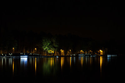 Scenic view of river against sky at night