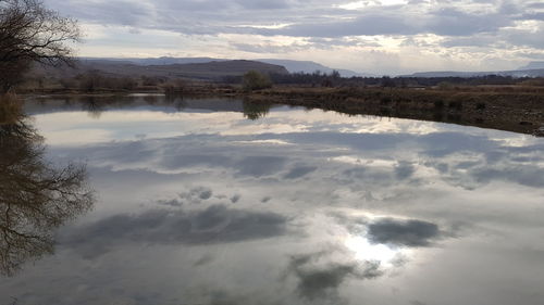 Scenic view of lake against sky