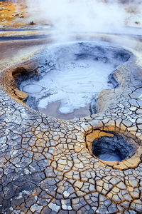 High angle view of geyser