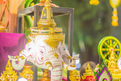 Close-up of buddha statue in temple