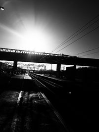 Railroad tracks against clear sky
