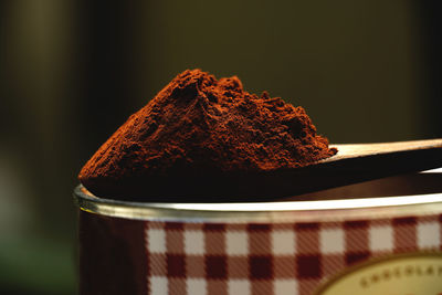 Close-up of chocolate cake on table