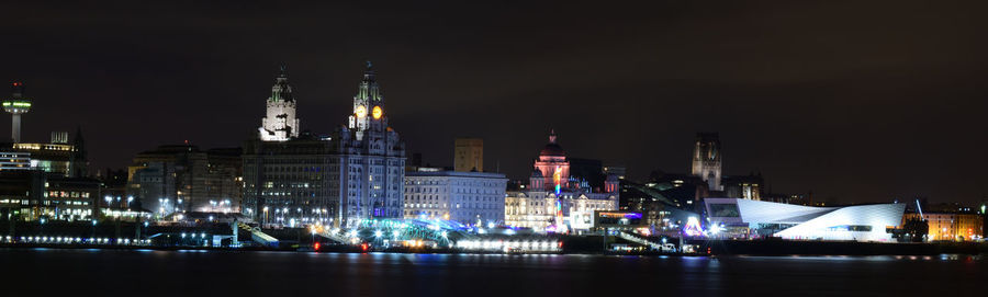 View of illuminated city at night