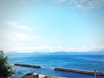 High angle view of sea against sky