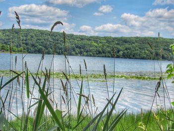 Scenic view of lake against sky