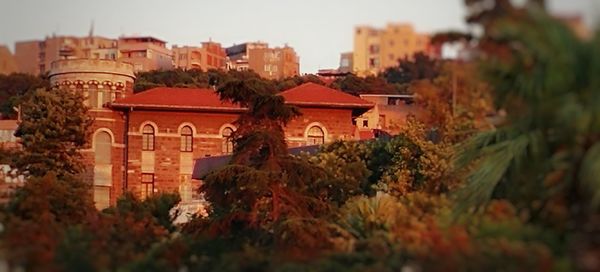 Buildings against sky during autumn