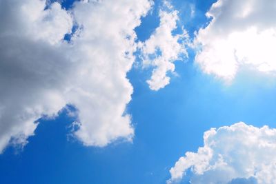 Low angle view of clouds in blue sky