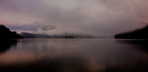 Scenic view of lake against sky