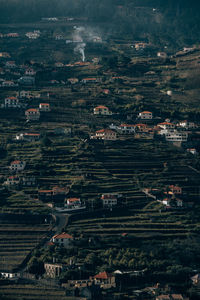 Aerial view of town on landscape