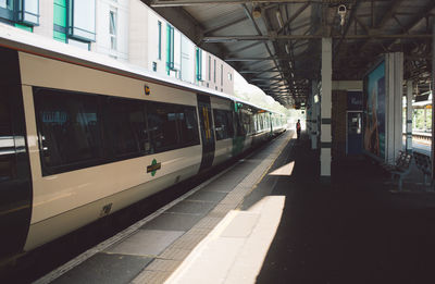 Train at railroad station platform