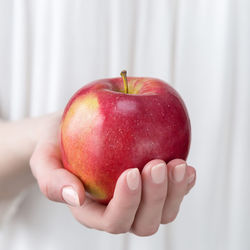 Close-up of hand holding apple