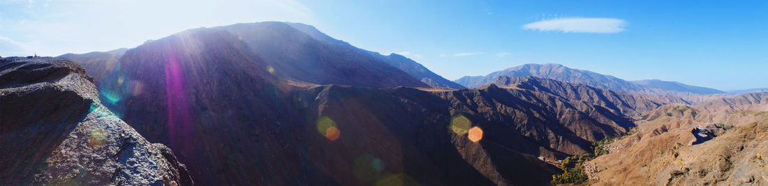 Panoramic view of mountains against sky