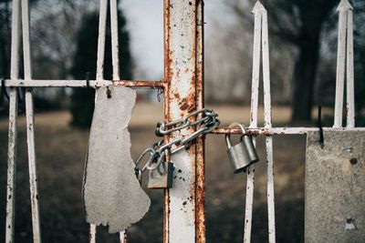 Close-up of chain hanging outdoors