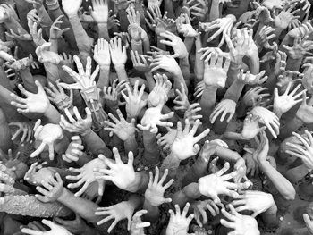Full frame shot of artificial hands sculpture