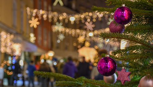 Beautiful christmas decorations on herrengasse street, the city center of graz, styria  austria